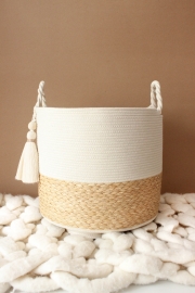 Cesto Organizador com detalhe em palha e alças